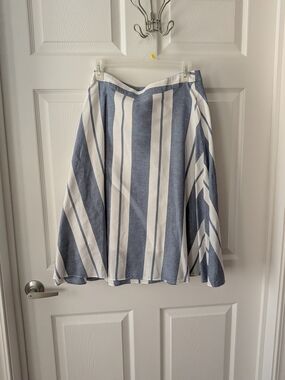 Soprano Striped A-Line Skirt in Blue and White